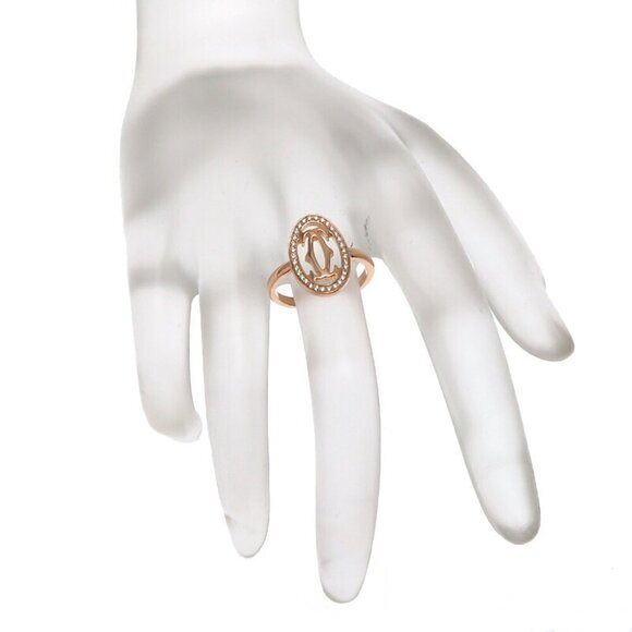 Authentic! Cartier 18k Yellow Gold Double Pave Diamond Band  CARTIER Authentic Gold Ring #50